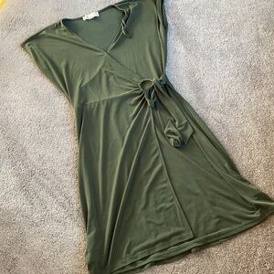 Michael Kors Olive Green Tie Dress SIZE M – Sleeveless Casual Midi